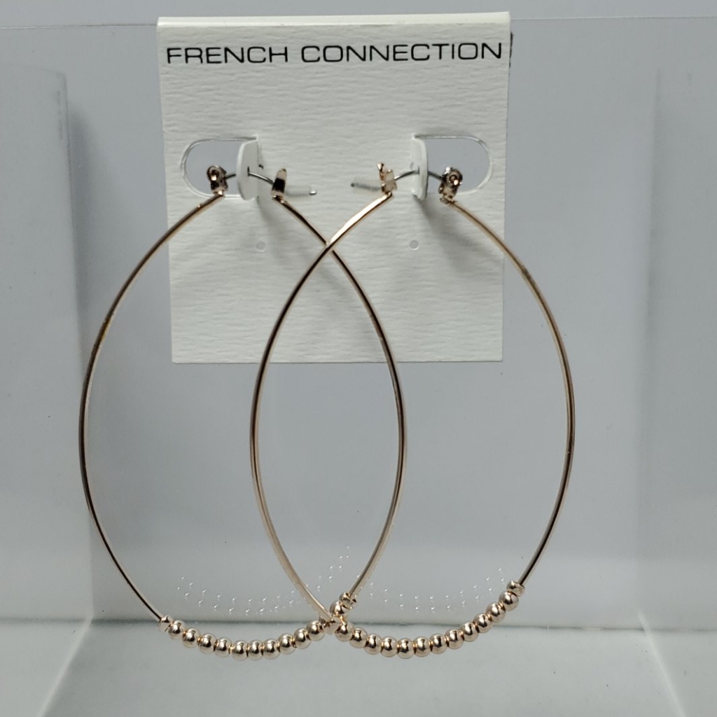 French Connection Rose Gold Hoop Earrings 16$